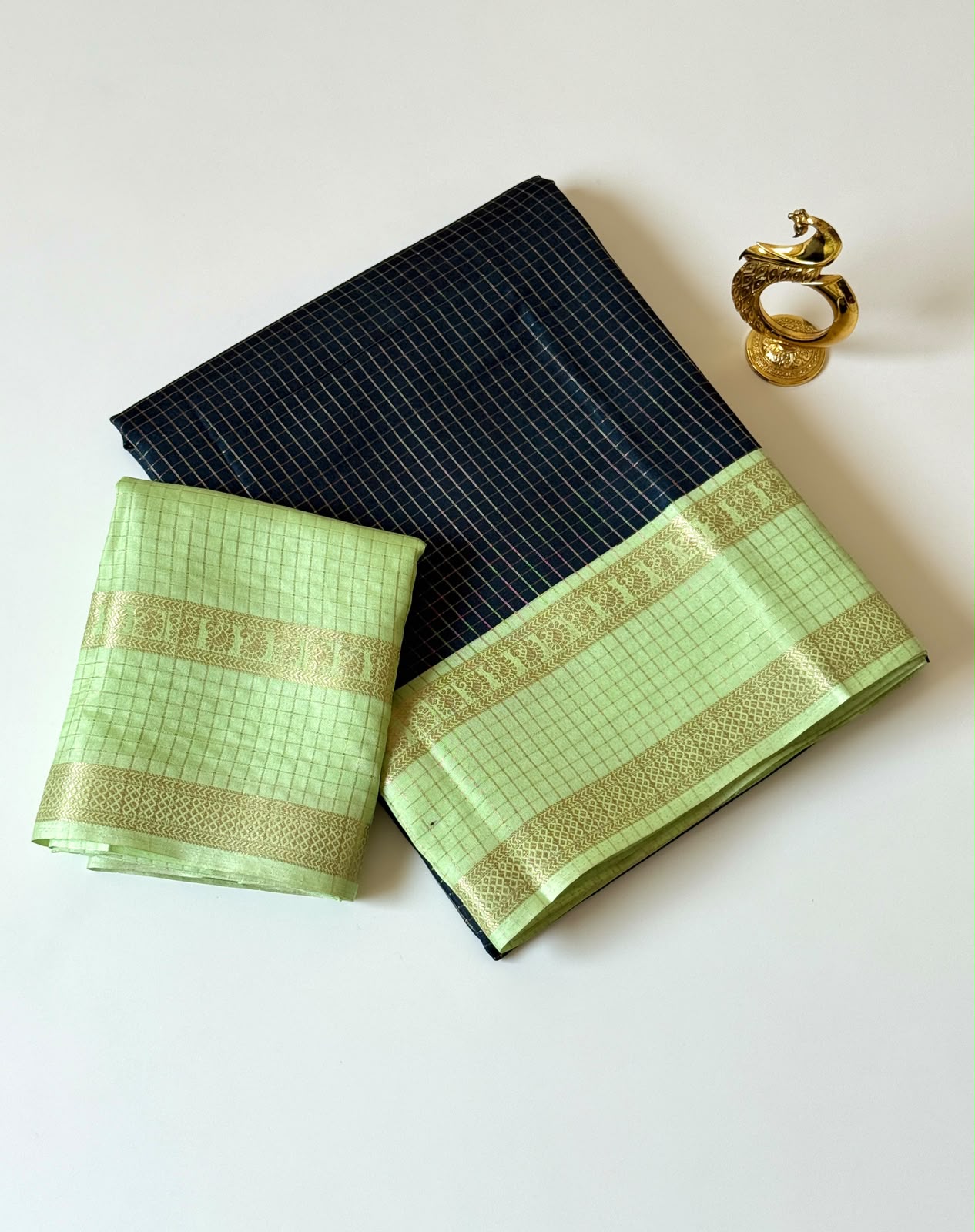Pure Tussar Base Checks Saree
